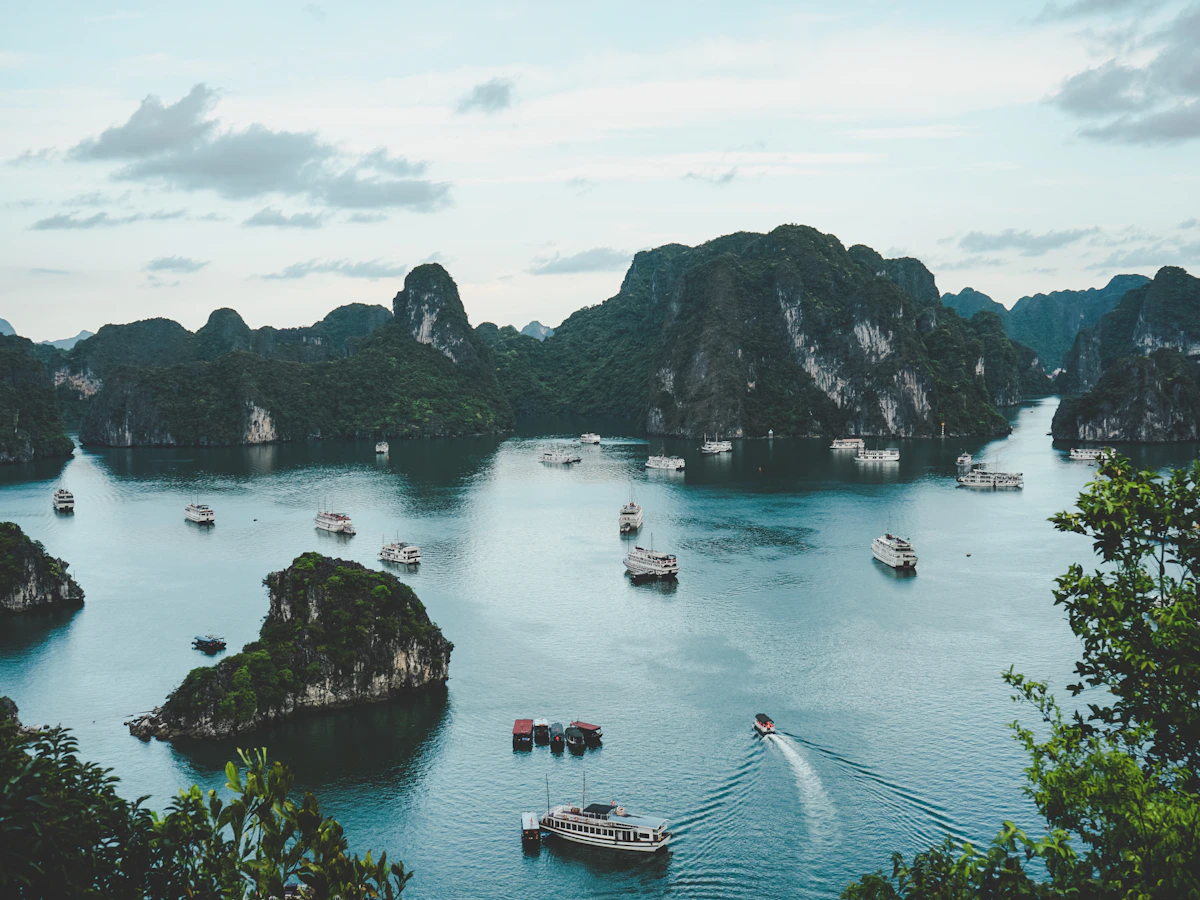 Li River karst mountains at sunrise with bamboo raft